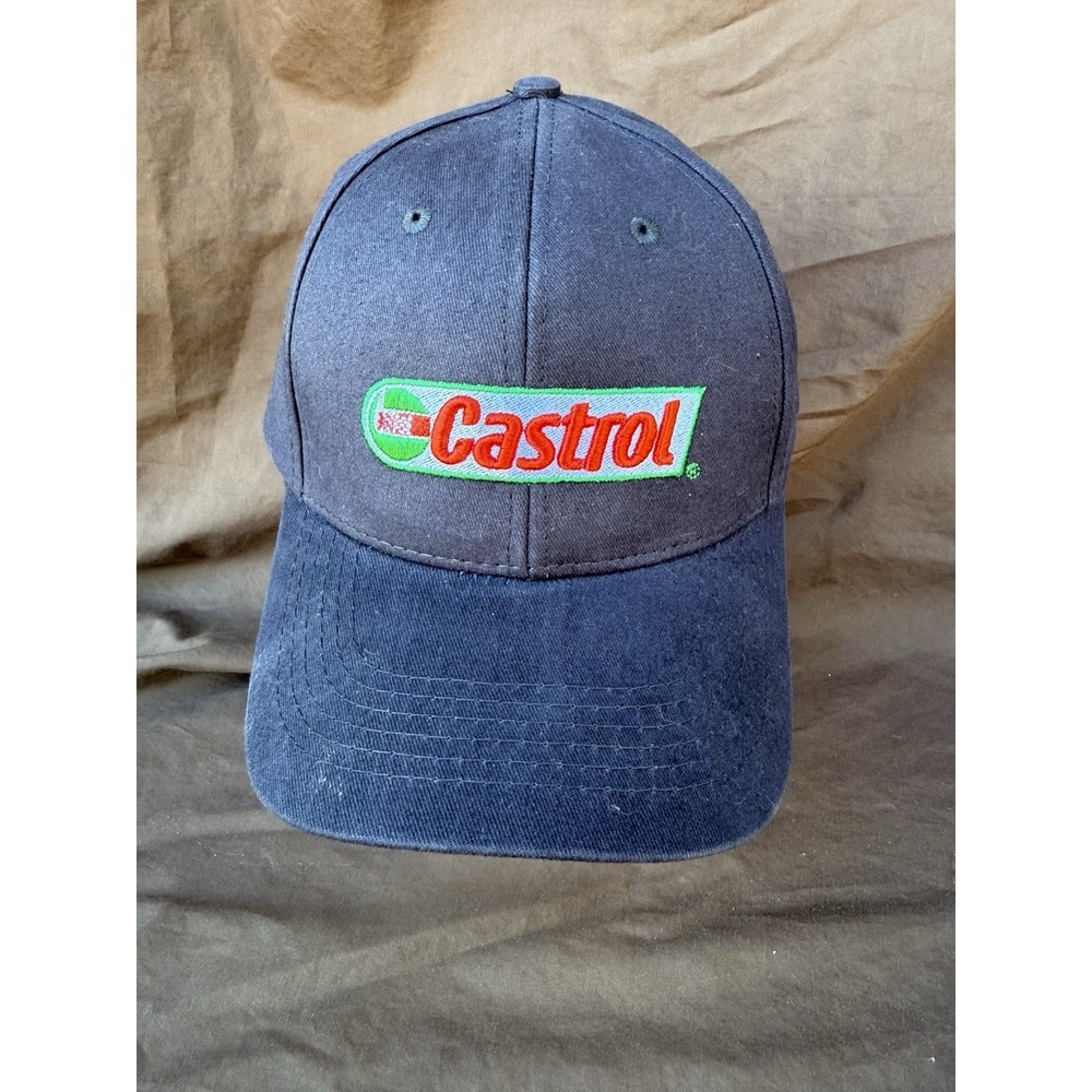 Castrol Logo Hat Adjustable Cap Black Hook and Loop Racing Advertisement Label